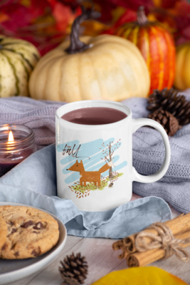 12oz Coffee Mug: Fox "Happy Fall Y'all". High-quality sublimation inks on white ceramic mug. Fall Decor, Fox Coffee Mug, Whimsical Fall Mug. - image2